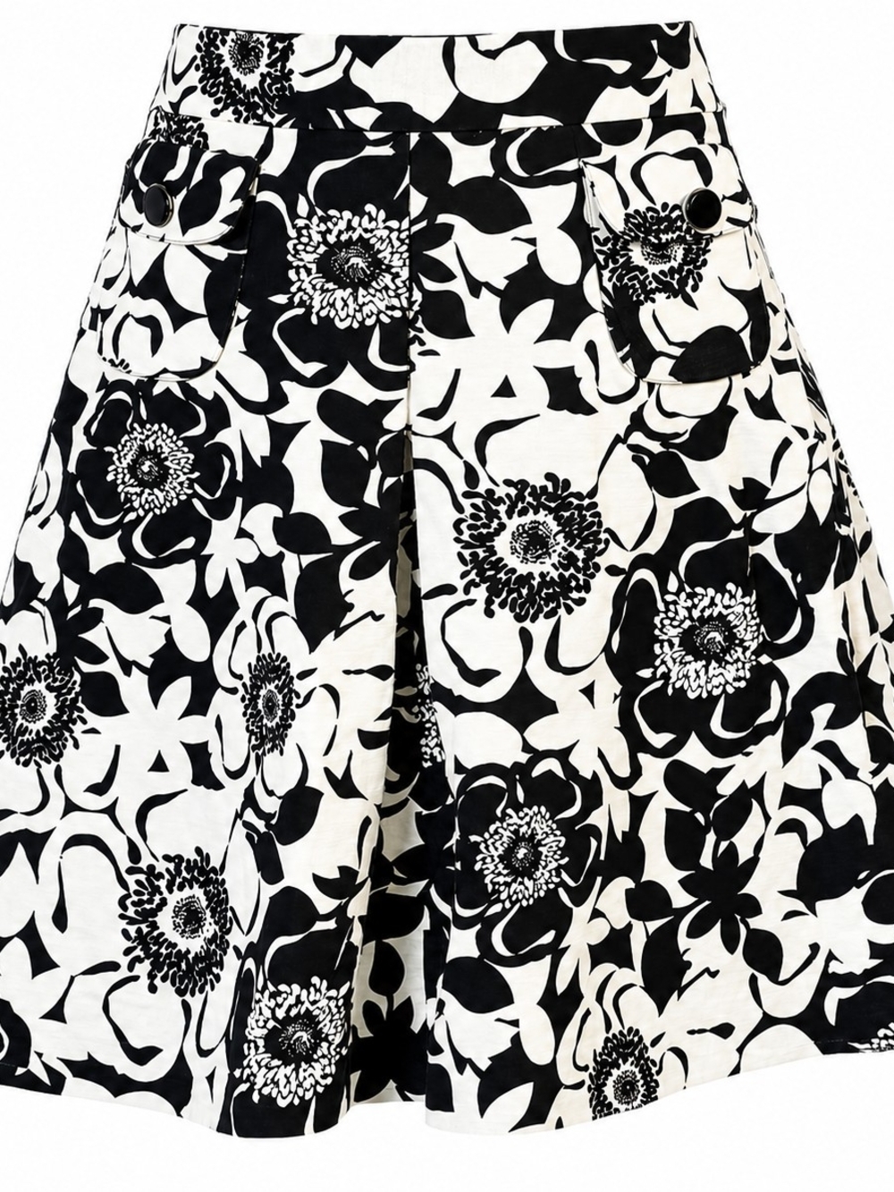 Merona Womens Size 18 Ivory Floral A Line Flare Skirt Botanical Print 100%Cotton